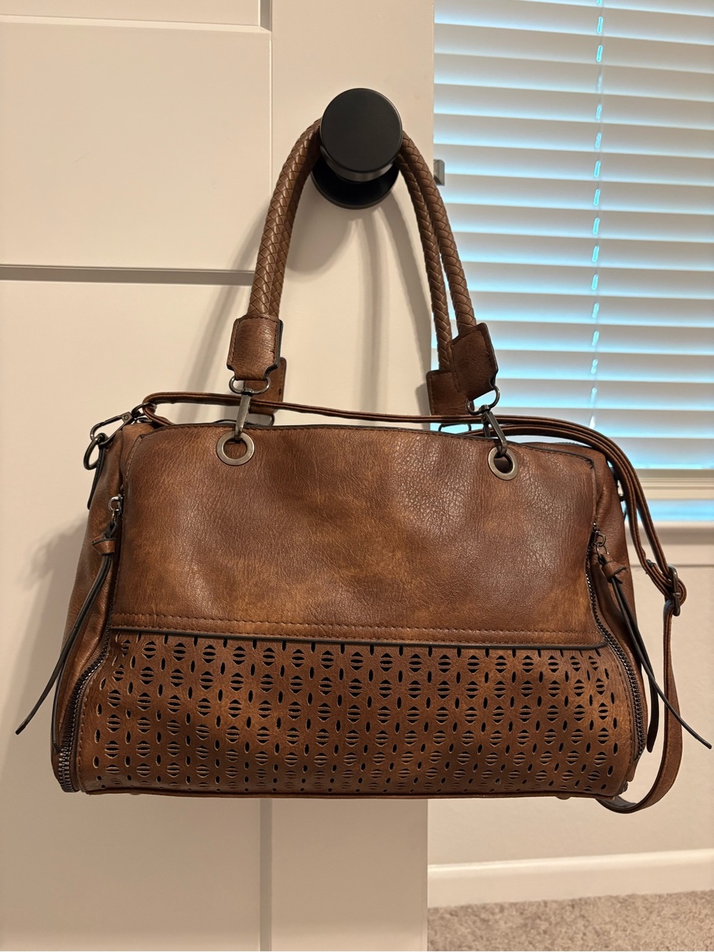 Women's Sam & Hadley Brown Laser-Cut Shoulder Satchel